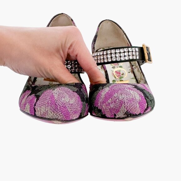 Gucci Sylvie Crystal Mary Jane Pump EU 36.5 US 6.5 Purple Floral High Heel - Picture 6 of 14